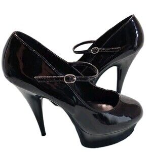Pleaser Delight Black Patent  MaryJane Platform Heels 13 Mens Drag Queen Cross